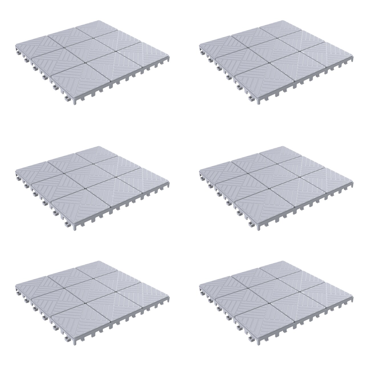 Outdoor Patio Easy Snap Tiles Grey 11.5X11.5 Set Of 6 Durable Water Drainage